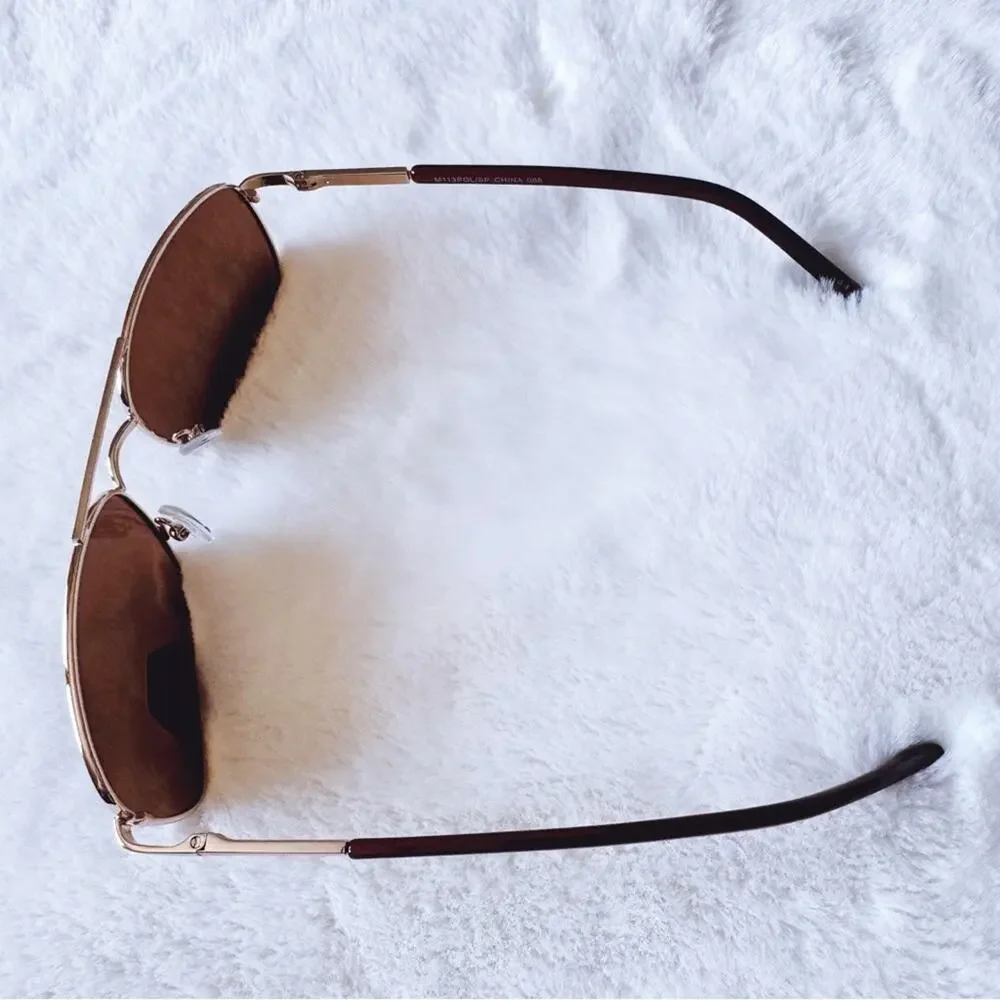 Troy Brown Rectangular Polarized Sunglasses
